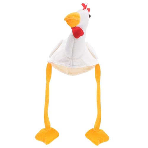 WEKAMOS Lustiger Weißer Plüsch hähnchenhut für Erwachsene Weiche Tiermütze als Fotorequisite und Party kostüm Niedlicher Cartoon hut für Cosplay und Festliche Anlässe von WEKAMOS