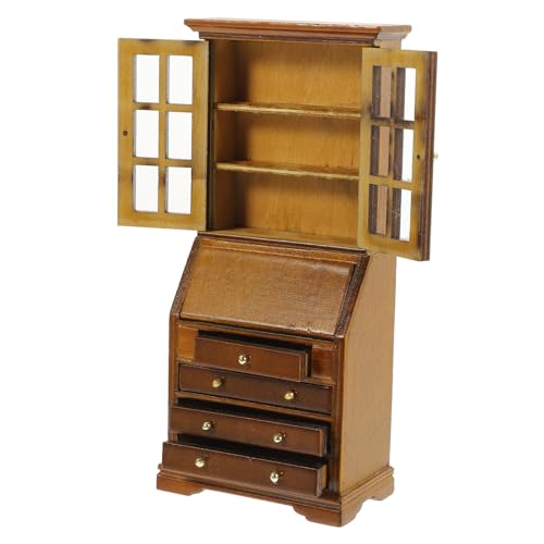 WEKAMOS Maßstab Holz Bücherregal Möbel Kleiner Stauraum Schrank für Puppenhaus Dekoratives für Sammeln von WEKAMOS