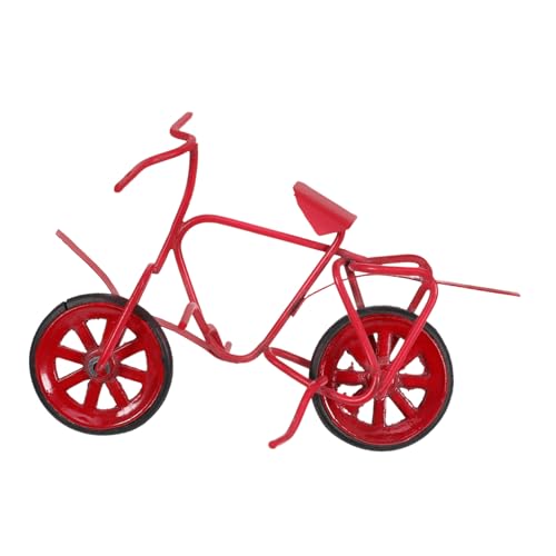 WEKAMOS Metallfahrradmodell Miniatur Bausatz Mini-Puppenhaus modern gebaut deko kleines künstliches Fahrrad Mini-Fahrrad Mini-Kunstfahrrad Fahrradsimulationsmodell Mini -Fahrrad Eisen rot von WEKAMOS