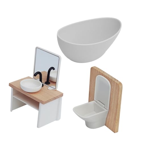 WEKAMOS Mini Badezimmerdekorationen Mini Waschbecken Miniaturmöbel Für Puppenhaus Miniatur Badezimmermöbel Puppenhaus Badezimmerzubehör Kunststoff Weiß von WEKAMOS