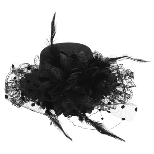 WEKAMOS Mini Fascinator Haarclip Damen Kleiner Steampunk Hut mit Schmuck Schwarzer Kleiner Top hut Haarschmuck für Bühnenauftritte Geburtstagsgeschenk Langlebig und Komfortabel von WEKAMOS