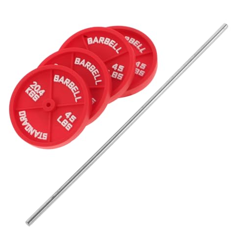 WEKAMOS Mini-Fitness-Langhantel buchregal Dekoration Puppenhaus winzig Miniatur-Fitnessstudio-Szene Heben Artikel Ornament vorgeben Modelle Trainieren Mini-Gewichte Eisen rot von WEKAMOS