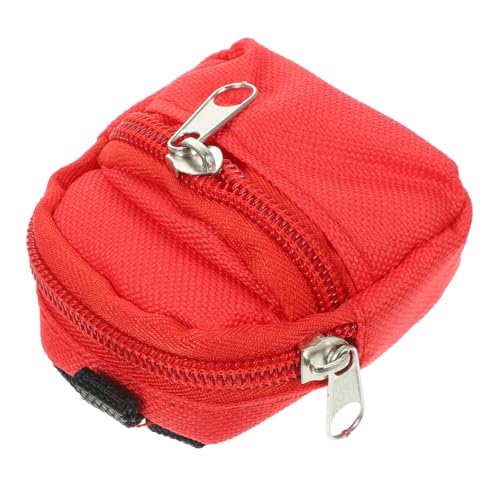 WEKAMOS Mini Rucksack Puppen Miniatur Rucksack Modell Rot Miniaturhaus Dekoration Mikroszene Ornament Puppenzubehör von WEKAMOS