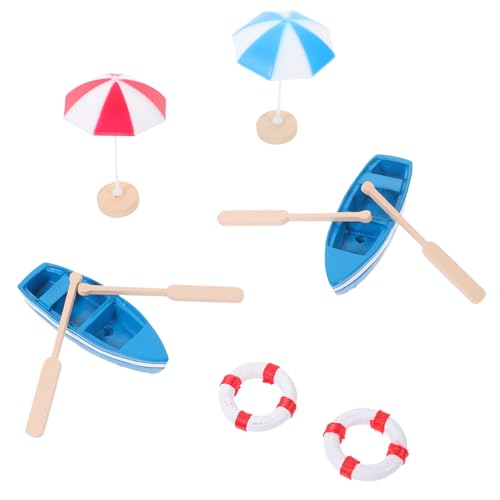 WEKAMOS Mini Stranddeko mit Blauen Booten Kleinen Sonnenschirmen Roten Holz-schwimmringen Miniatur Beach Style Ornament für Puppenhaus und Mini Landschaft Sommer Dekoration WEKAMOS Mini Stranddeko mit Blauen Booten Kleinen Sonnenschirmen Roten Holz-schwimmringen Miniatur Beach Style Ornament für Puppenhaus und Mini Landschaft Sommer Dekoration von WEKAMOS