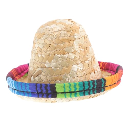 WEKAMOS Mini Strohhut für Puppen und Haustiere Vielseitiges Accessoire Dekorativer Weinflaschenhut Leichter Strapazierfähiger Kleiner Sombrero für Partys und Rollenspiele von WEKAMOS