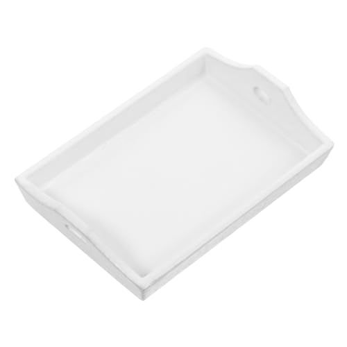 WEKAMOS Mini-möbel Mini- -tablett-Ornament Simuliertes Mini-Geschirr Küchenszene-tablett-Requisite Mini-speisetablett Miniteller Mini-speiseteller Hölzern Weiß von WEKAMOS