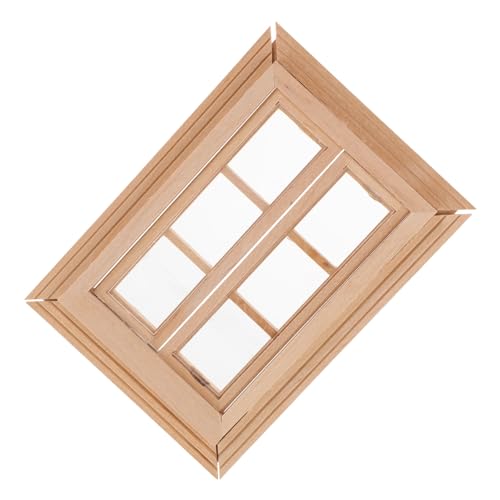 WEKAMOS Mini-möbelmodell Miniatur Puppe Steht Zubehör Winzige Fensterdekoration Rollenspielfenster Kleines Hausgerät Mini Ungefärbtes Holzfenster Mini-leeres Fenster Mini Möbel Hölzern von WEKAMOS