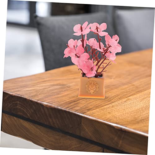 WEKAMOS Miniatur Blumentopf aus Harz Verschleißfest Quadratisch Rosa Blume Puppenhaus Dekoration Mini Haus Zubehör Leicht Detailreich für DIY Basteln und Miniatur Szenen von WEKAMOS