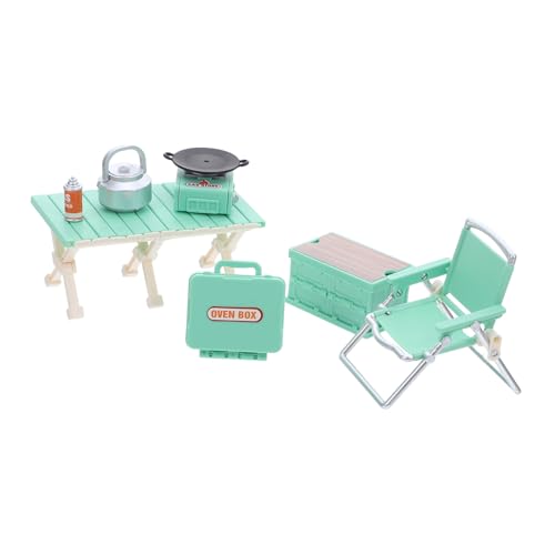 WEKAMOS Miniatur Camping Zubehör Puppenhaus Möbel Faltstühle Picknicktische Gaskocher Grill Ofen Modell für Outdoor Spiel Barbecue Toy von WEKAMOS