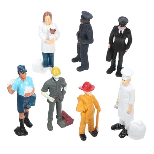 WEKAMOS Miniatur Figuren Realistische Bauarbeiter Feuerwehrmann Postbote Modelle für Sandtisch Dekoration und Mikro Szenen Glatte Oberfläche Langlebig Vielseitig Einsetzbar von WEKAMOS