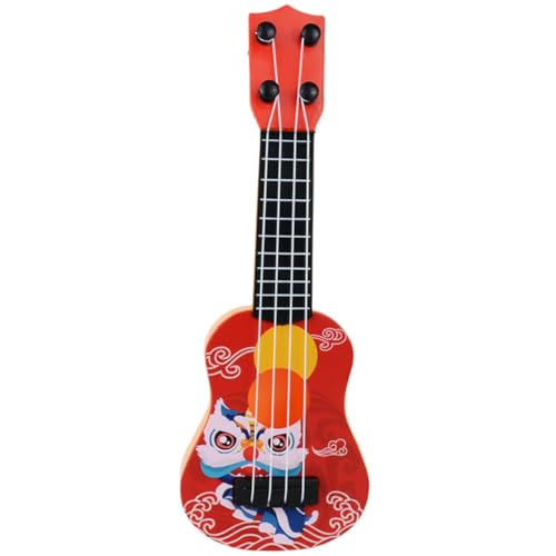 WEKAMOS Miniatur Gitarre Ukulele Modell für Detailreiche Handgefertigte Dekoration Realistische Nachbildung als Puppenhaus Zubehör und Fotorequisite Rotes Design für Desktop und von WEKAMOS