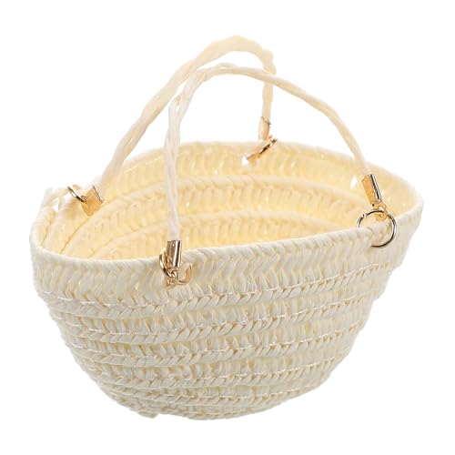 WEKAMOS Miniatur Handgewebte Strohtasche Weiß Mini Rattan Tasche Für Puppenhaus Dekoration Leicht Tragbar Robuste Mini Handtasche Für Doll Accessoires WEKAMOS Miniatur Handgewebte Strohtasche Weiß Mini Rattan Tasche Für Puppenhaus Dekoration Leicht Tragbar Robuste Mini Handtasche Für Doll Accessoires von WEKAMOS