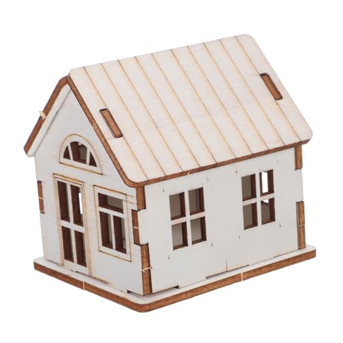 WEKAMOS Miniatur Holzhaus Bausatz ohne Kleber Natürliche Holzoptik DIY Bastelset für Erwachsene und Anspruchsvolles Modellbau Projekt als Originelles und Weihnachtsdeko von WEKAMOS