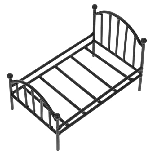 WEKAMOS Miniatur Metallbett Blumenständer Eisenbett Puppenhaus Schlafzimmer Zubehör Mini Haus Möbel Dekoration Robust Langlebig Geeignet für Miniaturmöbel von WEKAMOS