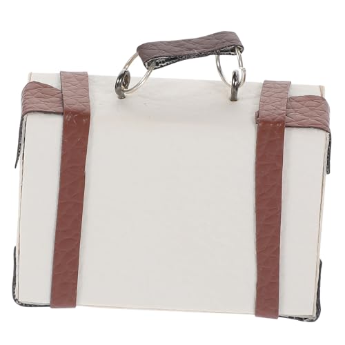 WEKAMOS Miniatur Modell Koffer Weiß Vintage Mini Reise und Aktenkoffer Puppenhaus Zubehör Handliche Miniatur Deko für Puppenkoffer Sammlung Detailgetreues Hartschalenkoffer Modell von WEKAMOS