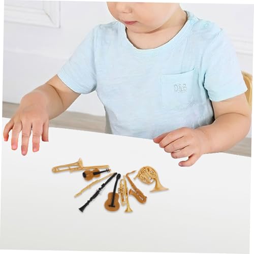 WEKAMOS Miniatur Musikinstrumente Set mit Trompete Saxophon Violine und Gitarre Tragbar und Schützend Puppenzubehör für Puppenhausdekoration Vielseitig und Detailreich von WEKAMOS