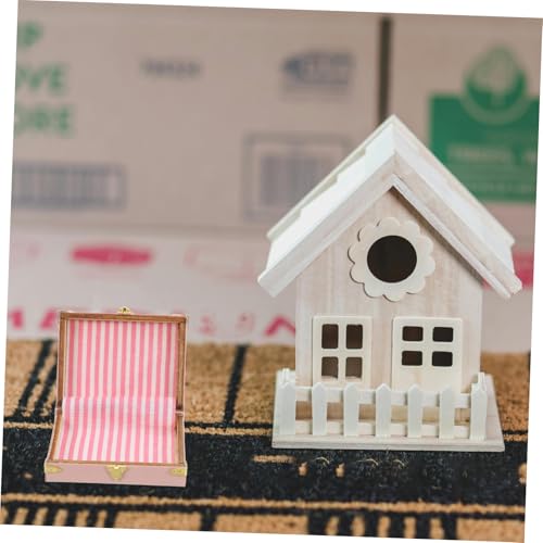 WEKAMOS Miniatur Puppenhaus Koffer Retro Stil Vintage Dekoratives Accessoire für Schlafzimmer Mikrolandschaft Rosa Großer Koffer Langlebig und Charmant für Puppenhaus Zubehör von WEKAMOS