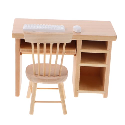 WEKAMOS Miniatur Puppenhausmöbel mit Büro-Schreibtisch Stuhl Tastatur und Maus Stabile Holzausführung Pädagogisches für Kreatives Rollenspiel und Puppenhaus Dekoration WEKAMOS Miniatur Puppenhausmöbel mit Büro-Schreibtisch Stuhl Tastatur und Maus Stabile Holzausführung Pädagogisches für Kreatives Rollenspiel und Puppenhaus Dekoration von WEKAMOS