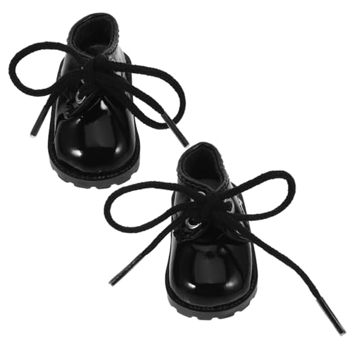 WEKAMOS Miniatur Puppenschuhe Schwarz für Spielzeugpuppen Modische Mini Schuhe als Puppenzubehör Vielseitig Einsetzbar als Dekoration und Tragbar für Puppenhaus von WEKAMOS