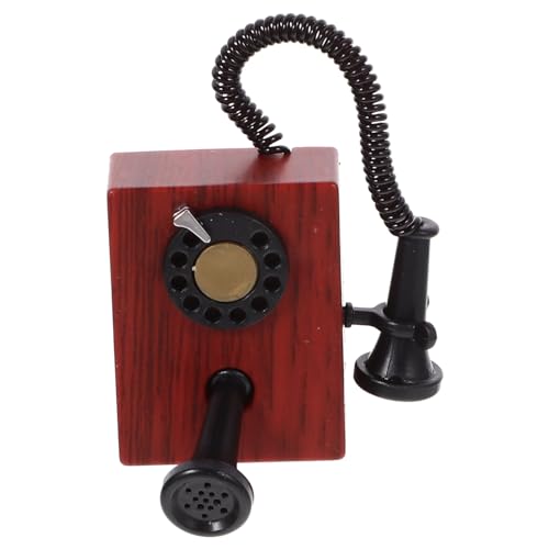 WEKAMOS Miniatur Retro Telefon Modell Vintage Stil Puppenhaus Dekoration Kleine Tischtelefon Statue Weinrot WEKAMOS Miniatur Retro Telefon Modell Vintage Stil Puppenhaus Dekoration Kleine Tischtelefon Statue Weinrot von WEKAMOS