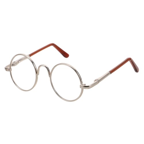 WEKAMOS Miniatur Runde Puppenbrille Silberrahmen DIY Bastelzubehör Stilvolle Eyewear für Mini Dolls Kreative Verkleidung und Puppenhaus Dekoration von WEKAMOS