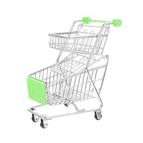 WEKAMOS Miniatur Supermarkt Einkaufswagen Doppelstöckiger Trolley Grün Einkaufswagen Dekoration Geschenk WEKAMOS Miniatur Supermarkt Einkaufswagen Doppelstöckiger Trolley Grün Einkaufswagen Dekoration Geschenk von WEKAMOS