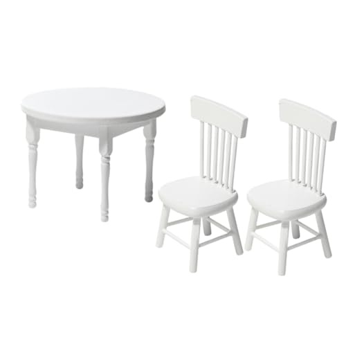 WEKAMOS Miniatur Weißer Tisch Stuhl Set Teilig Holzmodell Puppenhaus Möbel Dekoration für Miniaturhäuser Kinderzimmer Zubehör WEKAMOS Miniatur Weißer Tisch Stuhl Set Teilig Holzmodell Puppenhaus Möbel Dekoration für Miniaturhäuser Kinderzimmer Zubehör von WEKAMOS