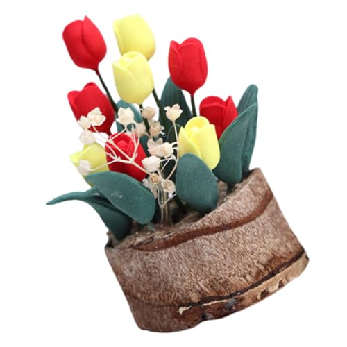 WEKAMOS Miniaturanlagenmodell Puppenhaus Realistisch Winzig Künstliche Blumen Miniaturen Dekorationen Mini-topfblume Simulationsblume Bonsai Dekoration Mini Blumenmodell Harz Colorful von WEKAMOS