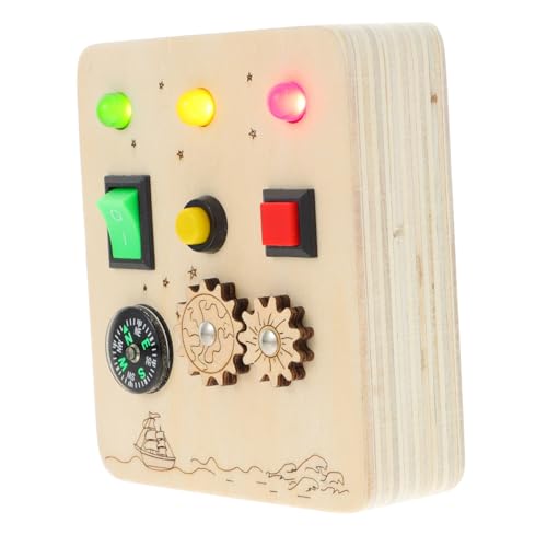 WEKAMOS Montessori Holzspielzeug Busy Board mit Schaltern und Farbigen LED lichtern Pädagogisches Lernspielzeug Feinmotorik und Gehirnentwicklung für Ab Jahren von WEKAMOS