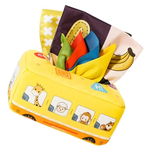 WEKAMOS Montessori Tücherbox Bunte Tissue Box mit Sicheren Materialien Großer Öffnung Fein Polierte Kanten Interaktives Motorikspielzeug für Kleinkinder Eltern Junge Mädchen Spiele von WEKAMOS