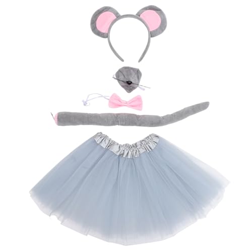 WEKAMOS Mouse Kostüm Set Teilig mit Ohr Headband Schleife Nasenprop und Grauem Tüllrock für Bequemes Stoffmaterial für Halloween Geburtstag Cosplay und Mottoparty WEKAMOS Mouse Kostüm Set Teilig mit Ohr Headband Schleife Nasenprop und Grauem Tüllrock für Bequemes Stoffmaterial für Halloween Geburtstag Cosplay und Mottoparty von WEKAMOS