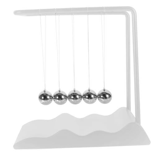 WEKAMOS Newton Kugelstoßpendel mit Wellenbasis Weiß Physik Lernspielzeug und Schreibtischdeko Wissenschaftliches Ornament für Büro Zuhause und Kreative Geschenkidee von WEKAMOS