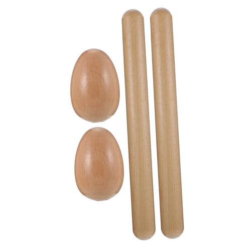 WEKAMOS Orff Holz Schlaginstrument mit Rhythmussticks und Natürlichen Eier shakern für Kindgerechtes Musikspielzeug Sichere Glatte Oberfläche Geschenkidee für Kleine Musiker von WEKAMOS