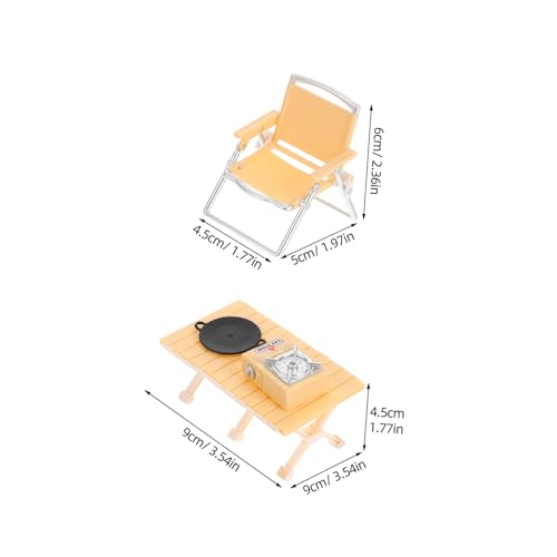 WEKAMOS Outdoor Spielset Miniatur Camping Kochgeschirr Klappstuhl Picknicktisch Gelb für Rollenspiele und Familienaktivitäten Leicht Tragbar und Detailreich von WEKAMOS