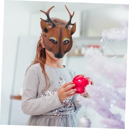 WEKAMOS PU Hirsch Maske Halloween Tiergesichtsmaske Cosplay Party Requisite Leicht zu Tragen Modisch für Karneval Maskerade Bühnenauftritt von WEKAMOS