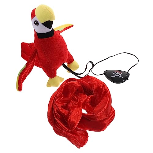WEKAMOS Piratenkostüm Zubehör Teiliges mit Piratenhut Schulter Papagei und Augenmaske Leichtes Cosplay Accessoire für Karneval Halloween und Piratenparty von WEKAMOS