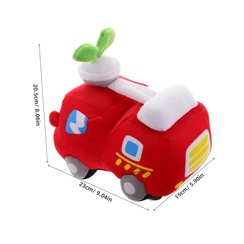 WEKAMOS Plüsch Feuerwehrwagen Kuscheltier Feuerwehrtruck für Süßes Cartoon Design für Geburtstagsfeiern und Bauprojekte und Bequem zum Umarmen von WEKAMOS