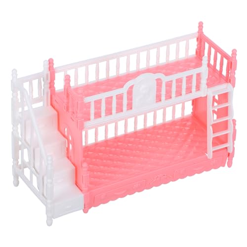 WEKAMOS Prinzessin Puppenbett Koje Zubehör für Babypuppen vorgeben Miniatur Puppenhauszubehör puppenbett puppenbettchen Puppenhausmöbel Requisiten Mini-Etagenbettmodell Abs Rosa von WEKAMOS