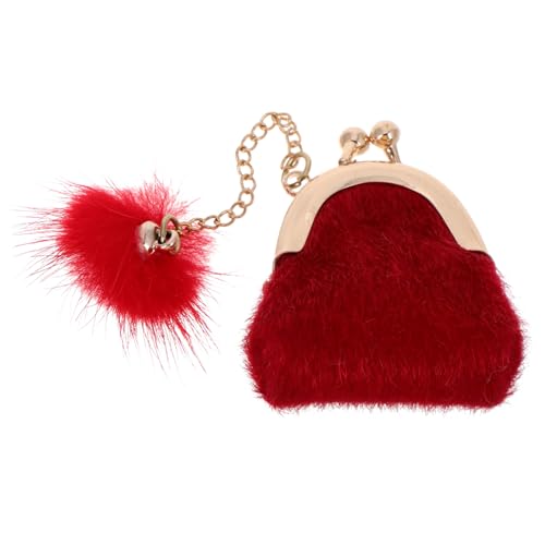 WEKAMOS Puppen-Schmuckbeutel Reisen Miniatur winzig Mini -Puppenzubehör Mädchen für puppentasche Handtasche deko Mini-Sachen Mini-Puppenhaus-Zubehör Flaum rot von WEKAMOS
