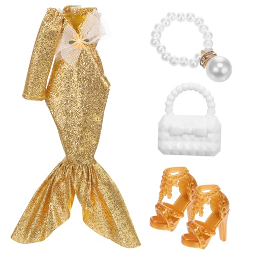WEKAMOS Puppenkleidung Elegantes Meerjungfrau Abendkleid mit Pailletten Glitzer Handtasche High Heels Miniaturmode für Kreative Mädchen WEKAMOS Puppenkleidung Elegantes Meerjungfrau Abendkleid mit Pailletten Glitzer Handtasche High Heels Miniaturmode für Kreative Mädchen von WEKAMOS