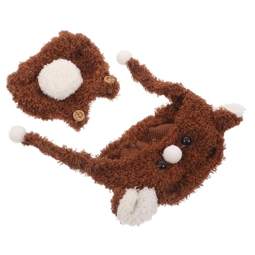 WEKAMOS Puppenkleidung mit Braunem Bärenmuster Kapuzenmütze und Overall Weiches Material Langlebig Kindgerecht Miniaturpuppen Outfit für Puppenhaus Spiel und Verkleidung von WEKAMOS