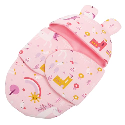 WEKAMOS Puppenschlafsack Einhorn Weicher Plüsch Schlafsack für Babypuppen Kuscheliger Schlafsack für Zubehör Puppenbett Ausstattung Rosa für Mädchen von WEKAMOS