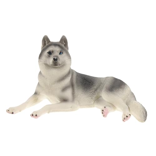 WEKAMOS Realistisches Husky Modell aus Kunststoff Detailgetreue Hundefigur als Dekoration und Lernspielzeug für Kinderzimmer Lebensechte Simulation Langlebig und Farbenfroh Teilig von WEKAMOS