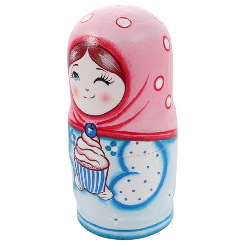 WEKAMOS Russische Nesting Dolls Holzspielzeug Handbemalte Puppen Traditionelle Dekoration Leicht und Tragbar Fördert Logisches von WEKAMOS