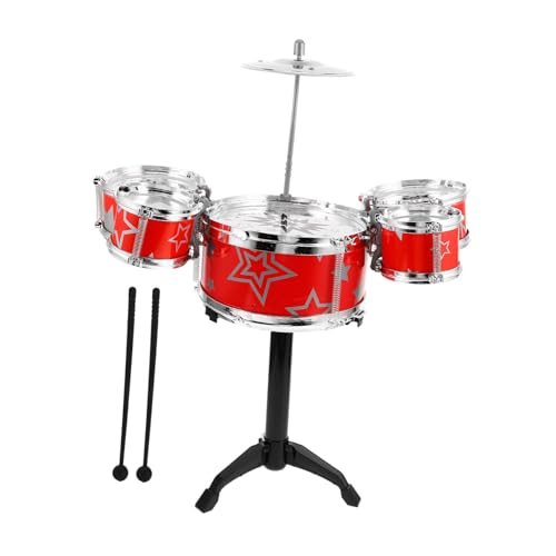 WEKAMOS Schlagzeug Set aus Kunststoff Kleines Jazz Schlagzeug für Kleinkinder Rhythmisches Musikspielzeug für Jungen und Mädchen Fördert Rhythmusgefühl und Hand Auge koordination Sicher von WEKAMOS