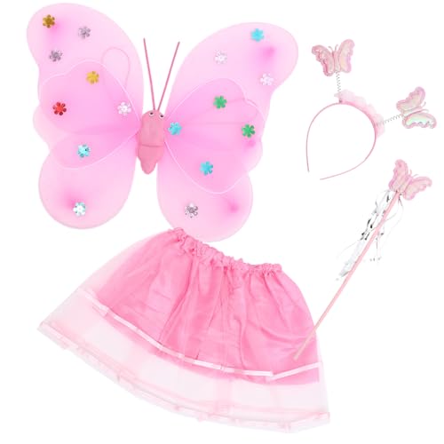 WEKAMOS Schmetterlingskostüm Set für Mädchen Teiliges Kostüm mit Kopfband Zauberstab Rock und Flügel für Halloween und Kostümpartys WEKAMOS Schmetterlingskostüm Set für Mädchen Teiliges Kostüm mit Kopfband Zauberstab Rock und Flügel für Halloween und Kostümpartys von WEKAMOS