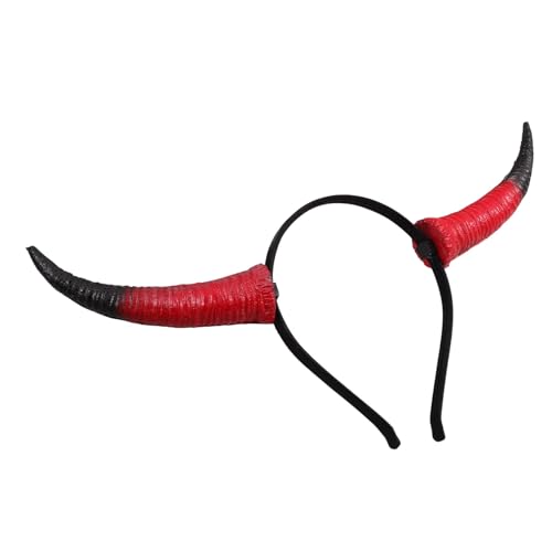 WEKAMOS Sheep Horn Stirnband Rot Cosplay Haarschmuck Damen Festival Kopfbedeckung Karneval Halloween Party Requisit Kopfband von WEKAMOS