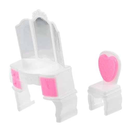 WEKAMOS Simuliertes Puppenhaus Mädchen Möbel Set Mini Schminktisch mit Stuhl Rollenspiel für Fördert Kreativität Hand Auge Koordination und Fantasievolles von WEKAMOS
