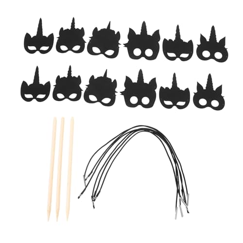 WEKAMOS Teiliges DIY Kratzpapier Einhorn Masken Halloween Bastelset für Witzige Kratzmasken zum Ausmalen Einfache Handhabung Kreative für Kindergeburtstag und Fest von WEKAMOS