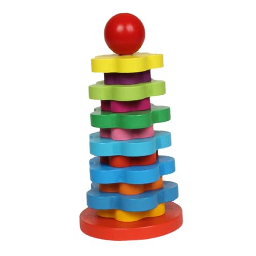 WEKAMOS Teiliges Holzspielzeug Regenbogen Stapelturm Bunte Montessori Bausteine Feinmotorik und Hand Auge Koordination Pädagogisches Kinderspielzeug für Kleinkinder von WEKAMOS
